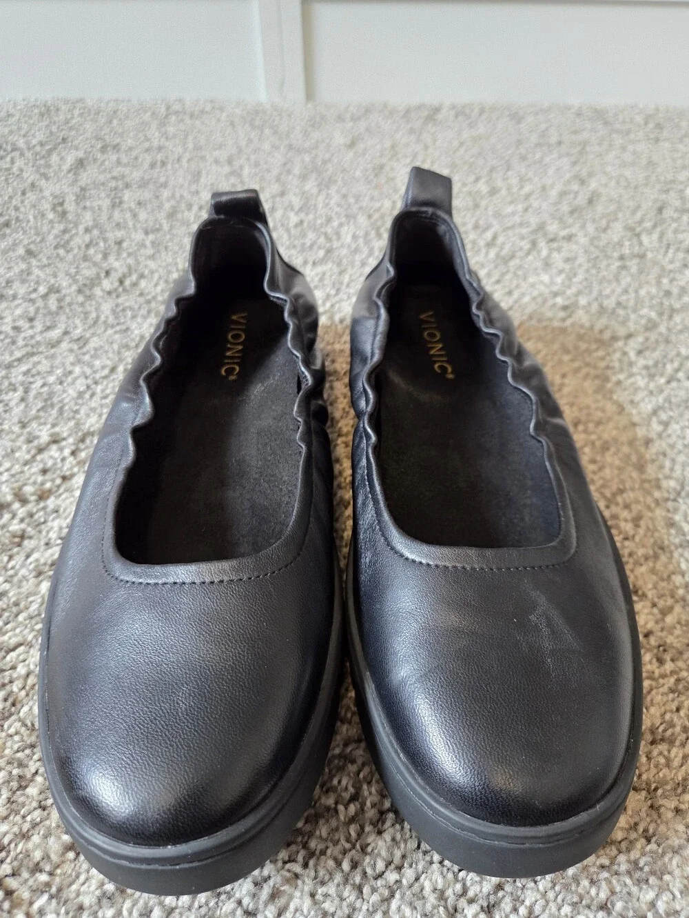 Vionic Uptown Ballet Black Slip On Leather Shoes 9 - Picture 9 of 10